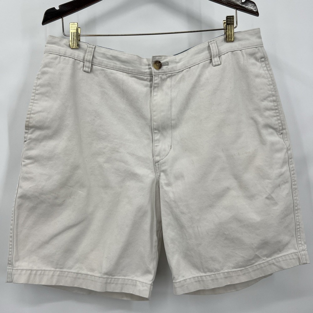 Chaps Shorts Mens 36 Khaki Flat Front Chino Classic 100% Cotton Summer 36x8"